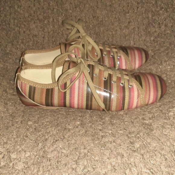 ZONA CENTRO-Patent Leather Oxford Flats-Striped Multicolor-Sz 38-7.5-Excellent - Picture 5 of 7